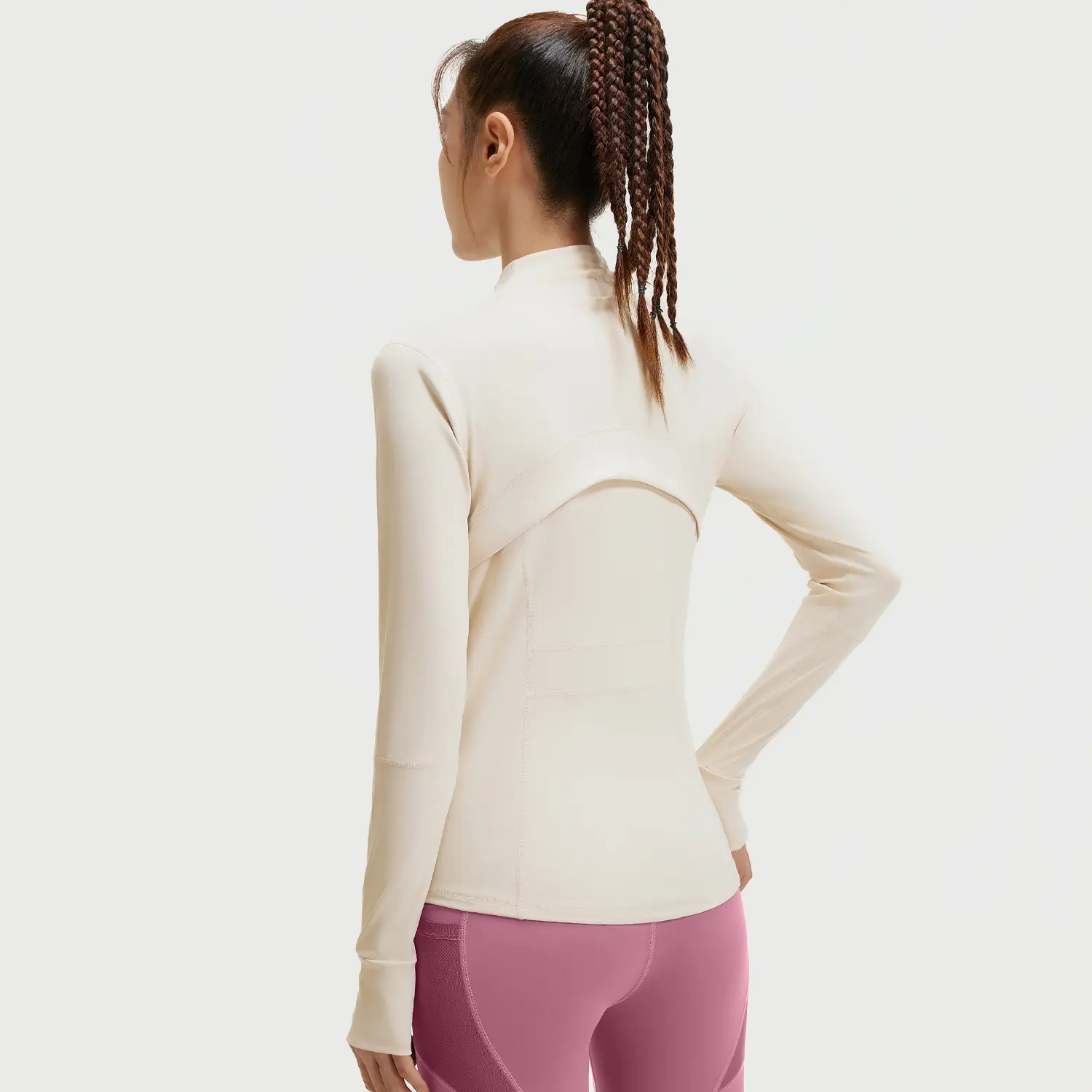 Juyatang Splicing Fitness Top Jacket Breathable Elastic Pocket Running Sports Yoga Suit Long Sleeve Women's Summer