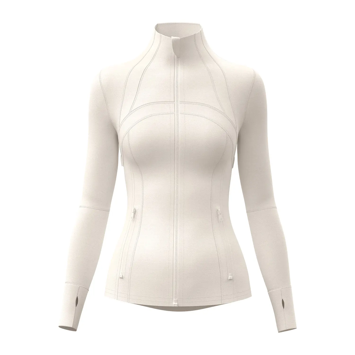 Juyatang Splicing Fitness Top Jacket Breathable Elastic Pocket Running Sports Yoga Suit Long Sleeve Women's Summer