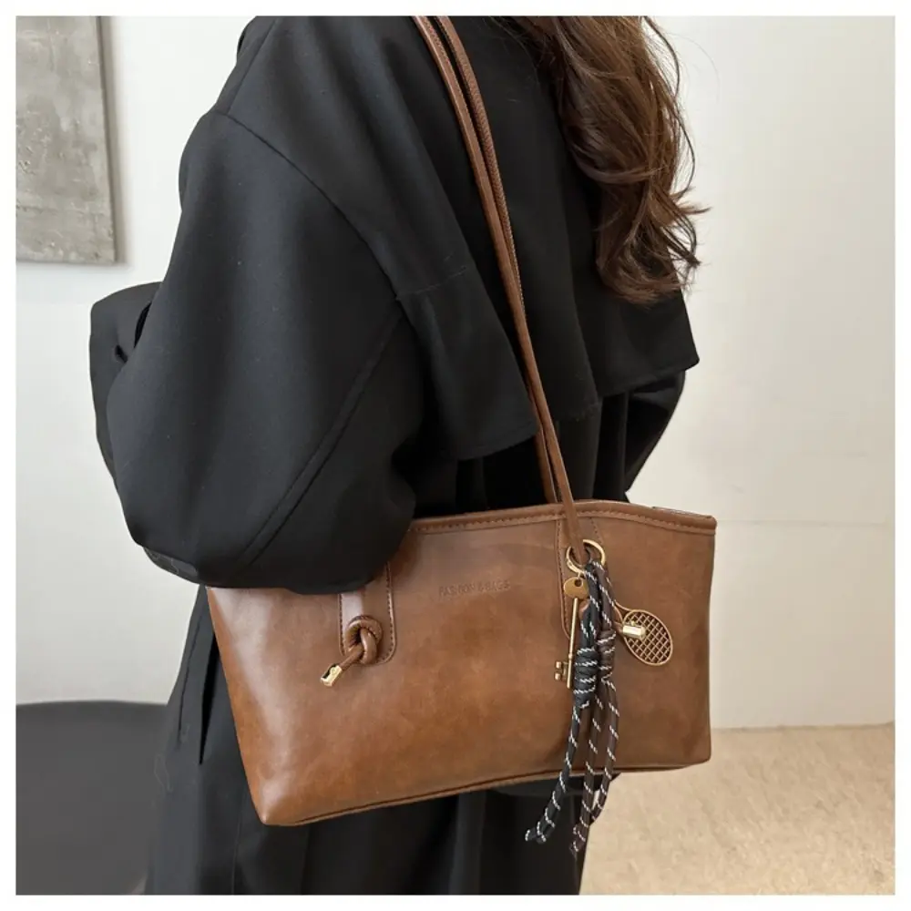 Y2K Trend PU Leather Work Shoulder Bag Solid Color Simple Female Crossbody Bag Large Capacity Commuting Bag Women Female