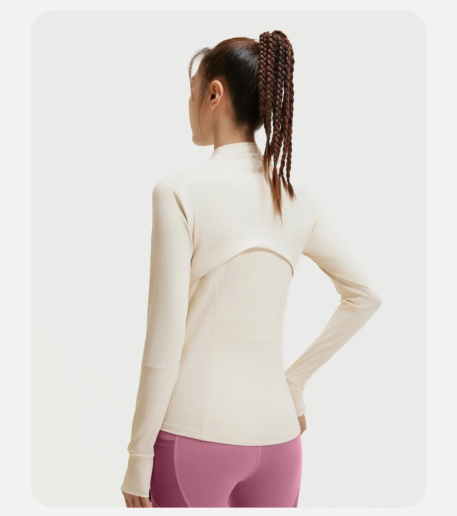 Juyatang Splicing Fitness Top Jacket Breathable Elastic Pocket Running Sports Yoga Suit Long Sleeve Women's Summer
