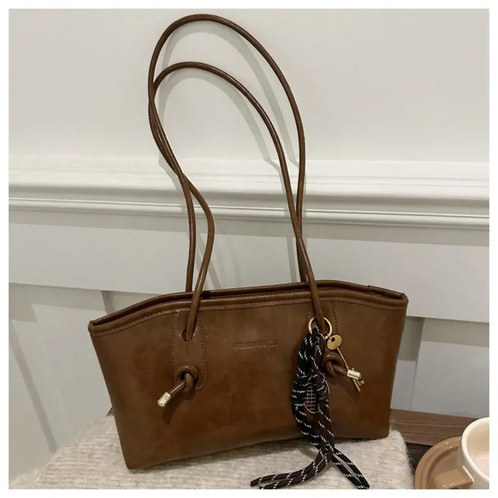 Y2K Trend PU Leather Work Shoulder Bag Solid Color Simple Female Crossbody Bag Large Capacity Commuting Bag Women Female