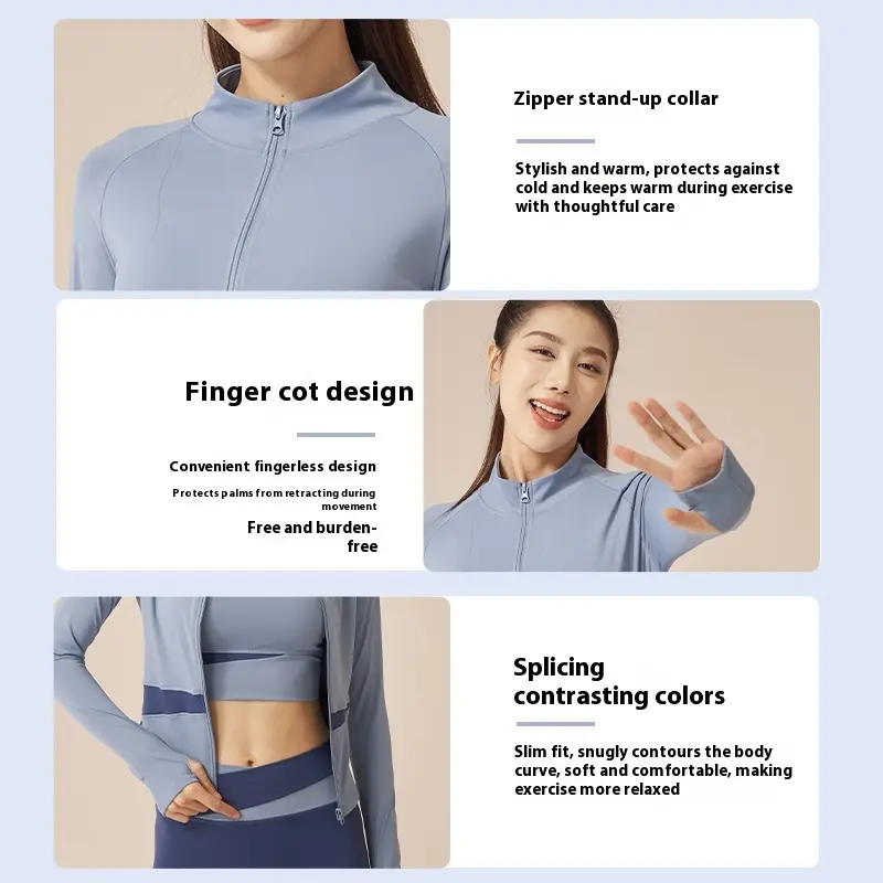 Juyitang color matching yoga four-piece set bra shorts jacket trousers nude slim fit high-intensity yoga set