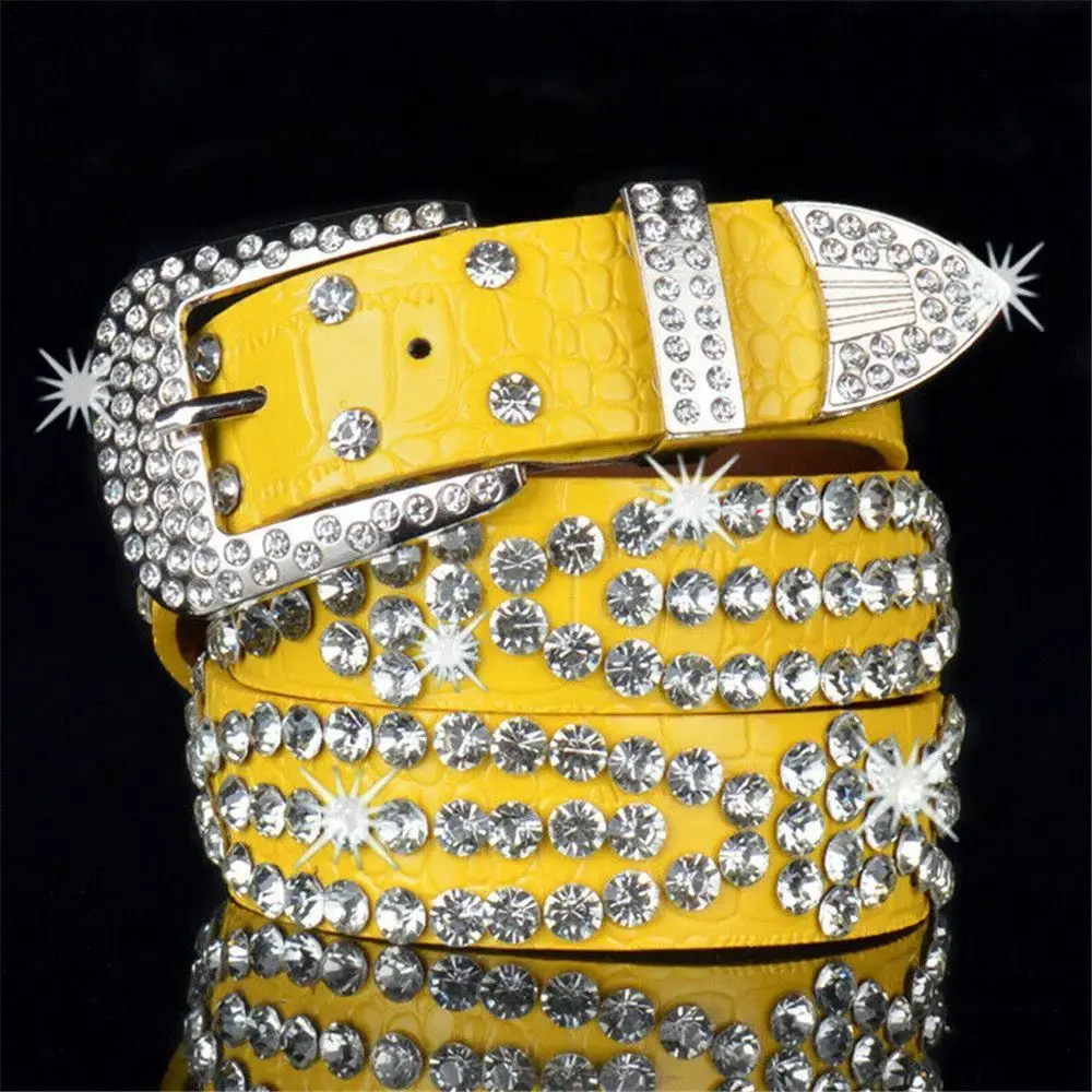 New Punk Luxury Strap Diamond Belt Goth Lolita Cosplay Harajuku Y2K Bling Bling Disco Waistband Hip Pop Women Men Crystal Belts