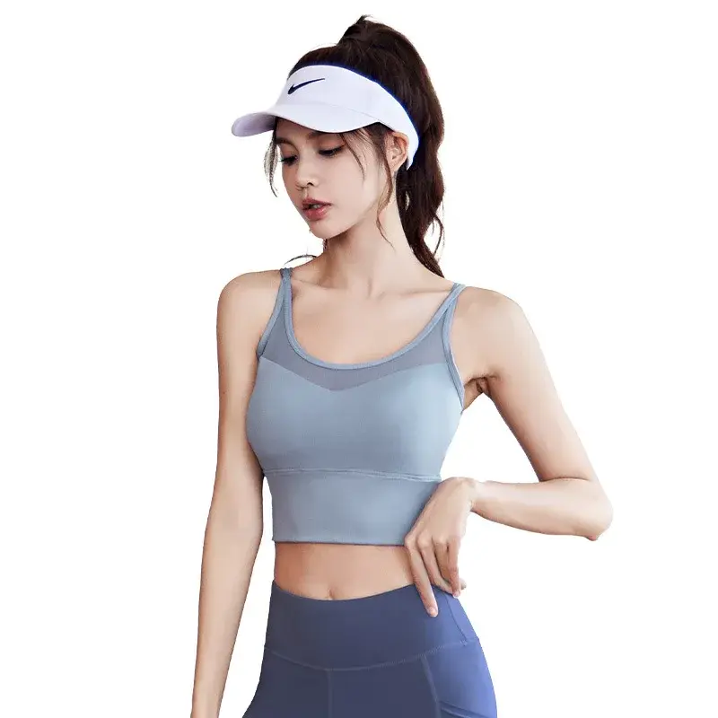 Juyatang sports underwear mesh yoga beauty back bra shock-proof gather one piece sports fitness underwear sports bra for women