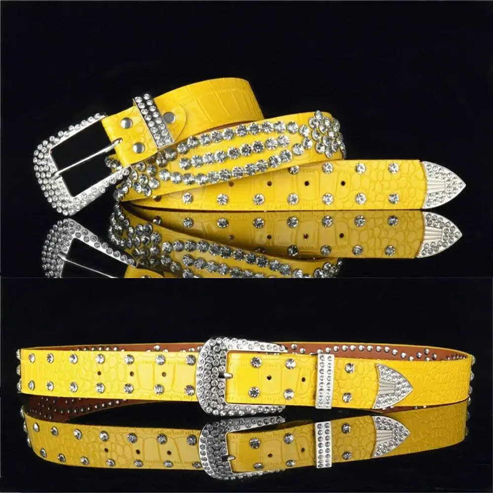 New Punk Luxury Strap Diamond Belt Goth Lolita Cosplay Harajuku Y2K Bling Bling Disco Waistband Hip Pop Women Men Crystal Belts