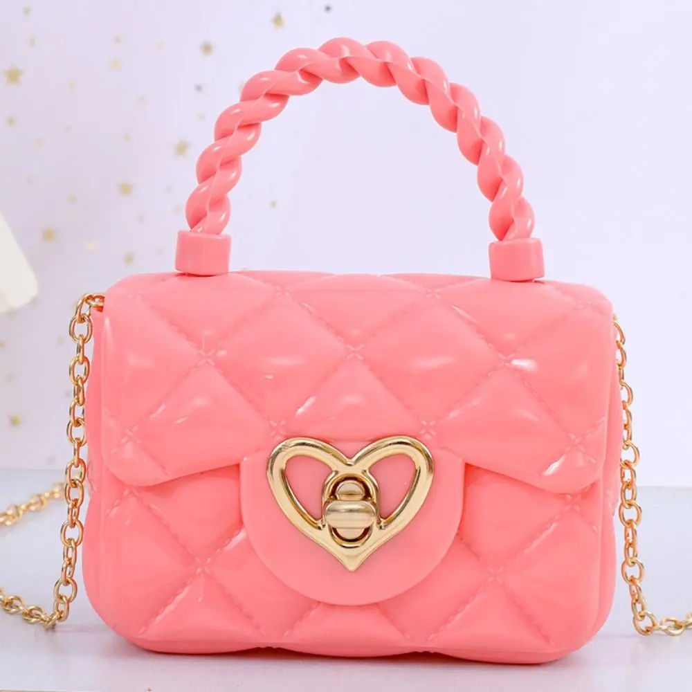 Fashion PU Leather Crossbody Bags Girls Heart Shoulder Bags Children Mini Coin Purses Jelly Bag Kids Handbag Gifts Small Satchel