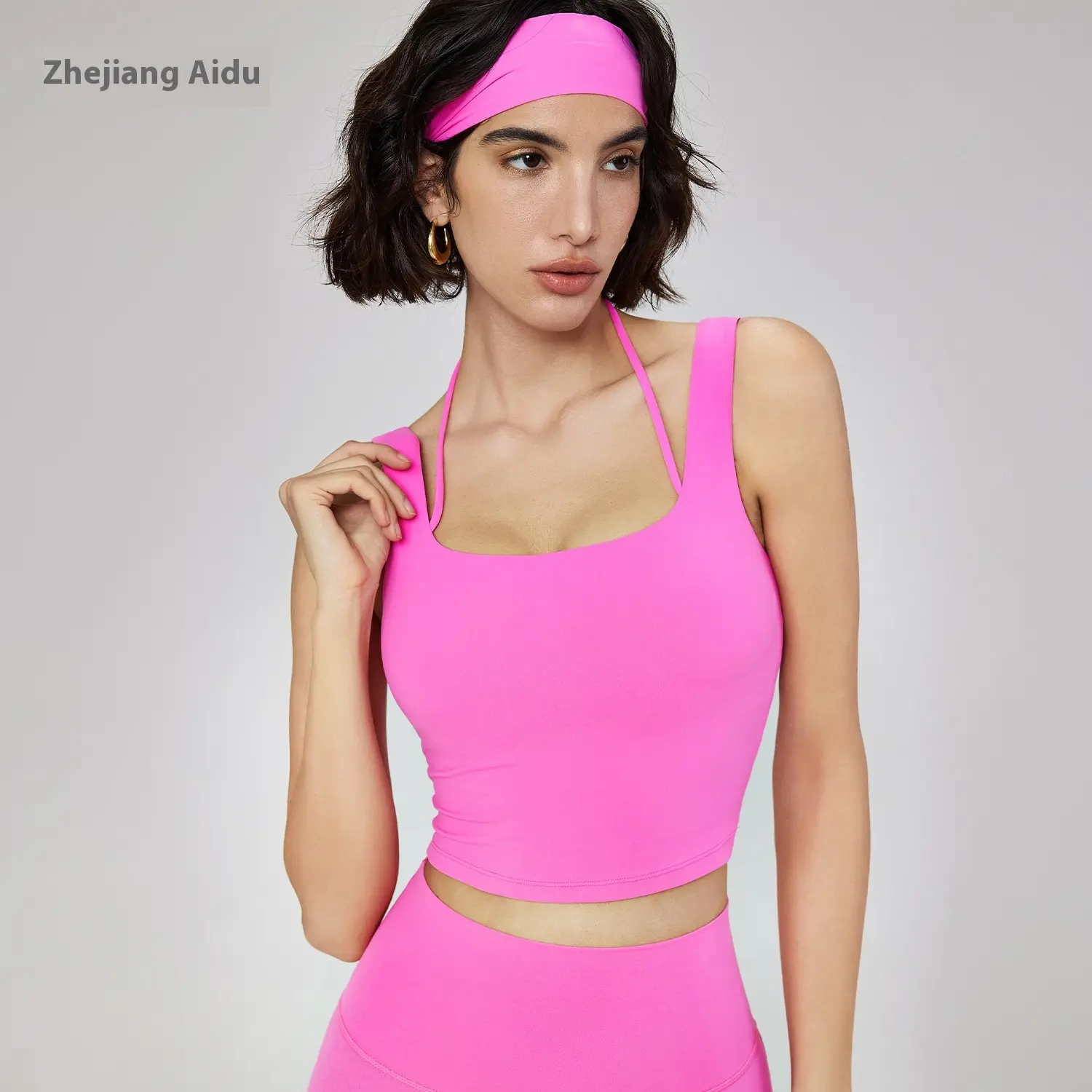 Fake Two Piece Deep U Sports Underwear Neck Strap Chest Pad Yoga Vest Women Removable Fitness Bra Sports bra bras for women