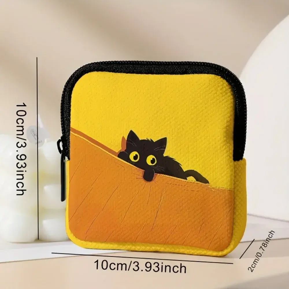 Trendy Mini Coin Purse Cat Dog Print Lightweight Wallet Durable Portable Zipper Storage Bag Friends Gift