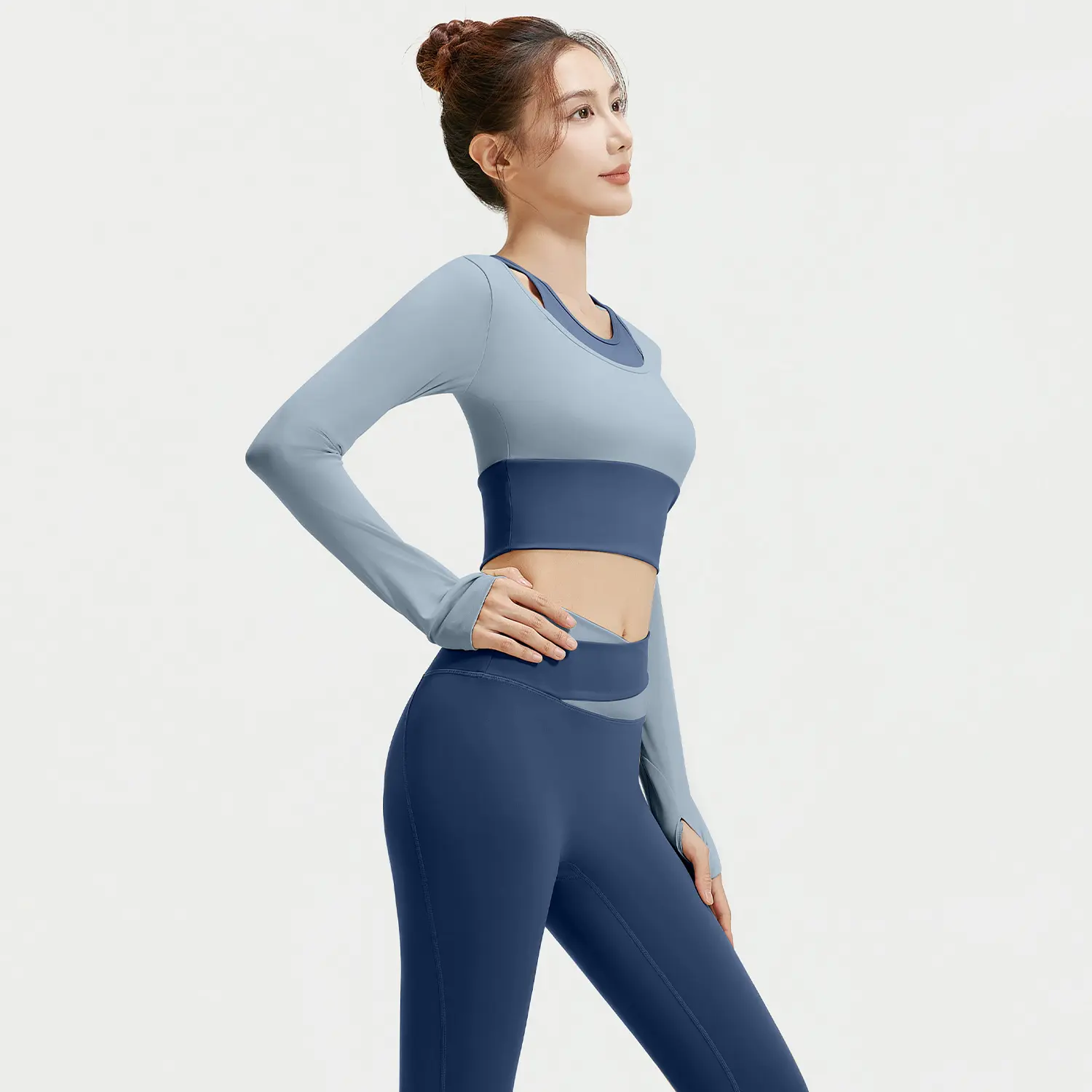 Juyitang Spring and Autumn Break Two-piece Yoga Clothing Set No-bra Sports Suit General Training Fitness Clothing