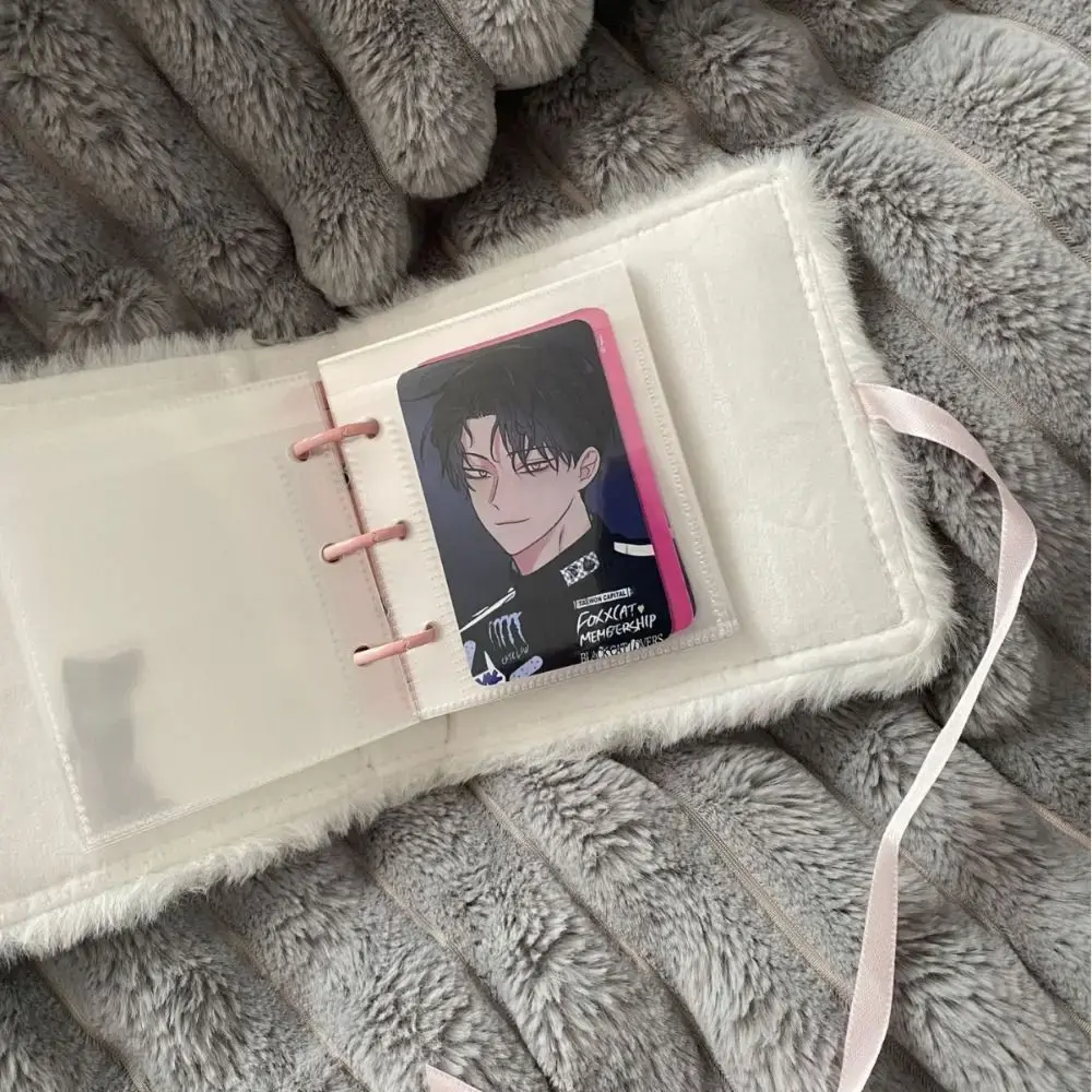 3-incSmall Card Storage Star Pattern Plush Photo Album Binder Photocard Collection Books Loose-leaf Photocard Holder