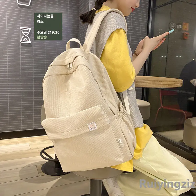 ins Japanese schoolbag Female Korean version of junior high school students cute solid color backpack high school students large