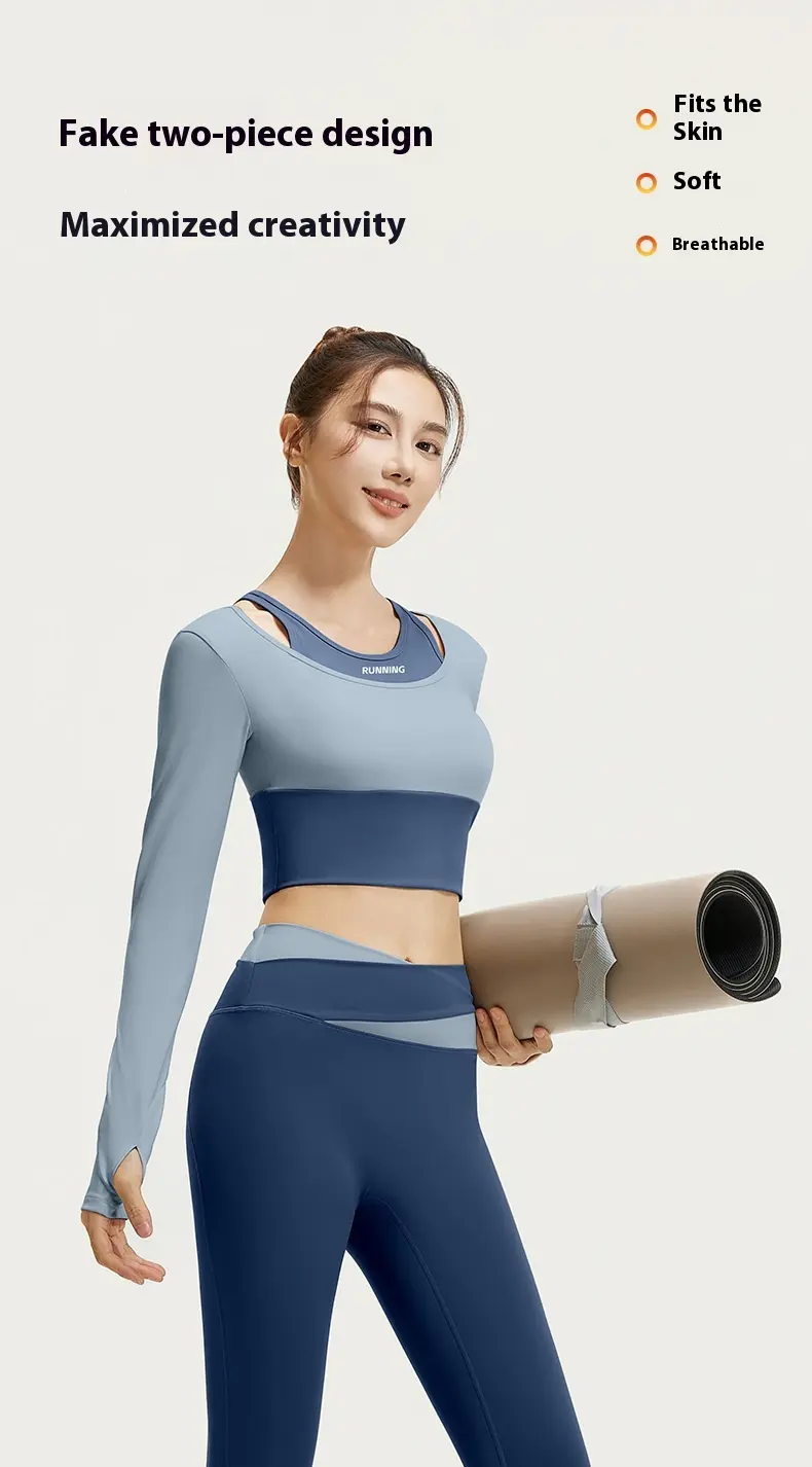 Juyitang Spring and Autumn Break Two-piece Yoga Clothing Set No-bra Sports Suit General Training Fitness Clothing