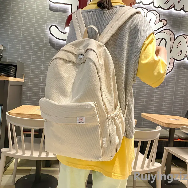 ins Japanese schoolbag Female Korean version of junior high school students cute solid color backpack high school students large