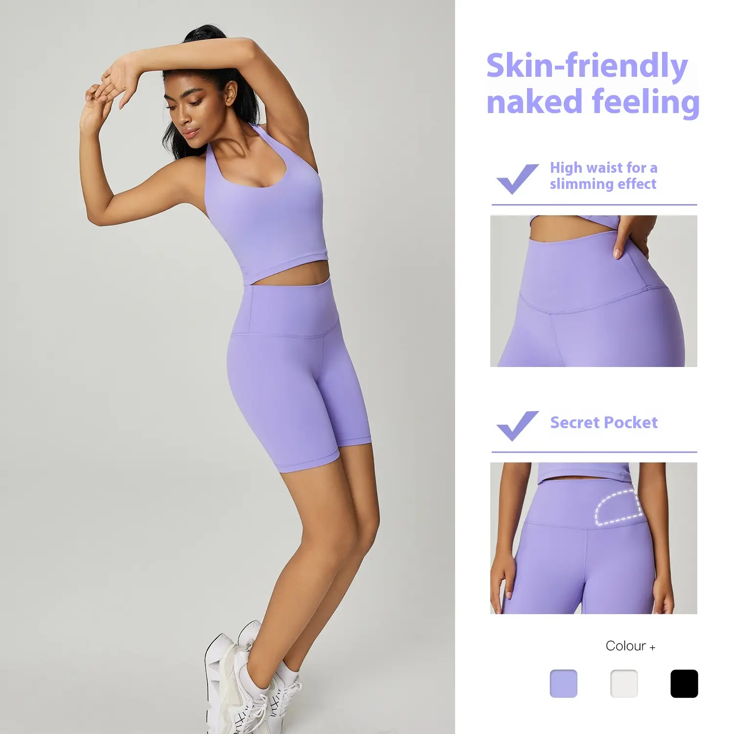 Naked three-point yoga pants women's sports shorts yoga biker shorts gym shorts yoga shorts