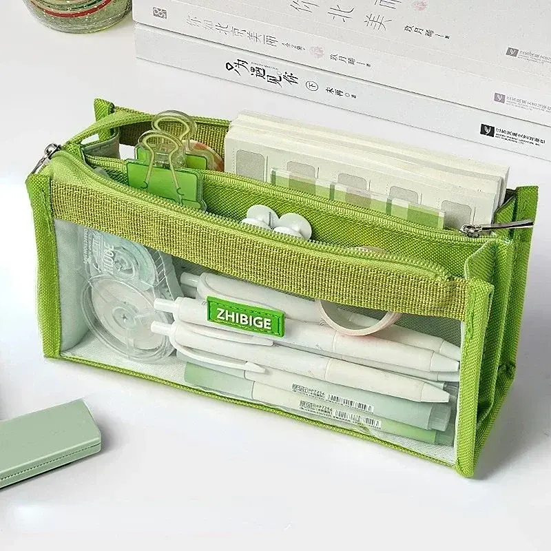 Six Layers Large Capacity Pencil Bag Zipper Transparent Case School Pencil Case for Girls Student Stationary Pouch Supplies