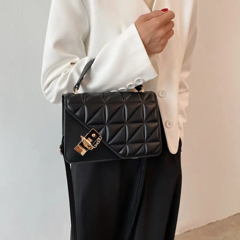 Small bag women's new single shoulder crossbody bag simple chain small bag fashion casual diamond check women bag small square