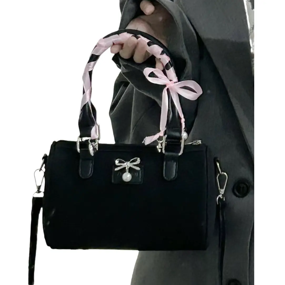 Korean fashion trend high-grade Boston bag small girl heart bow portable commuter single shoulder straddle bag