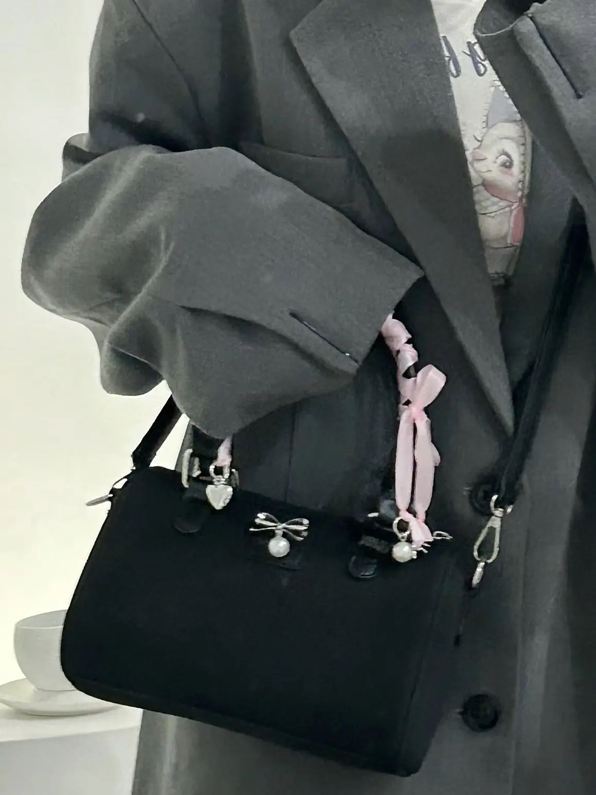 Korean fashion trend high-grade Boston bag small girl heart bow portable commuter single shoulder straddle bag