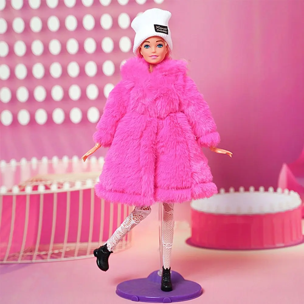 1 Set Fashion 30cm Doll Plush Overcoat Casual Wear Doll Winter Hats Socks Coat Tops for 1/6 Doll Clothes Cute Dolls Accessories
