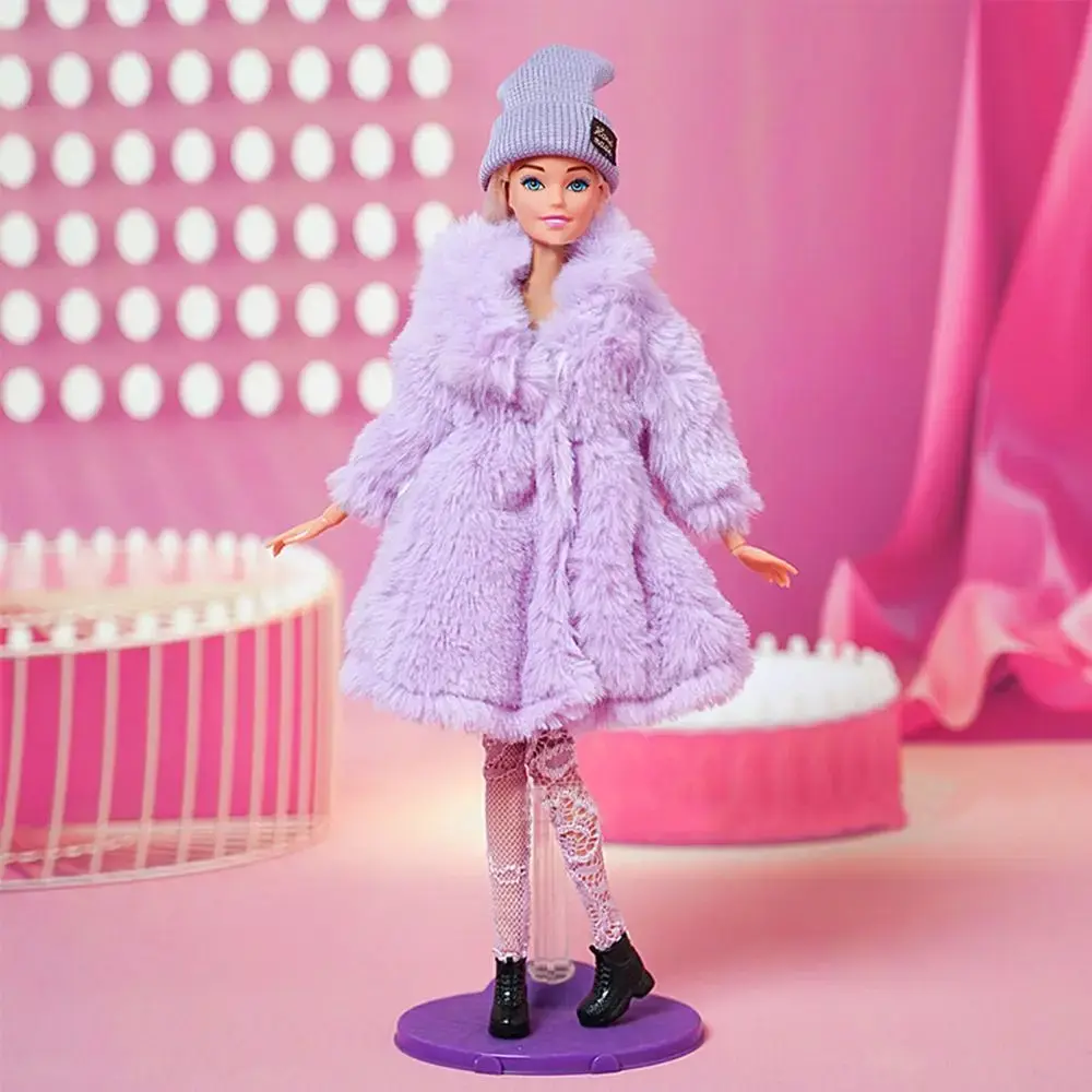 1 Set Fashion 30cm Doll Plush Overcoat Casual Wear Doll Winter Hats Socks Coat Tops for 1/6 Doll Clothes Cute Dolls Accessories