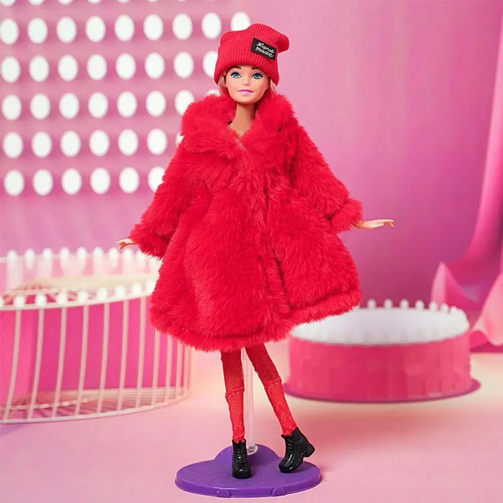 1 Set Fashion 30cm Doll Plush Overcoat Casual Wear Doll Winter Hats Socks Coat Tops for 1/6 Doll Clothes Cute Dolls Accessories