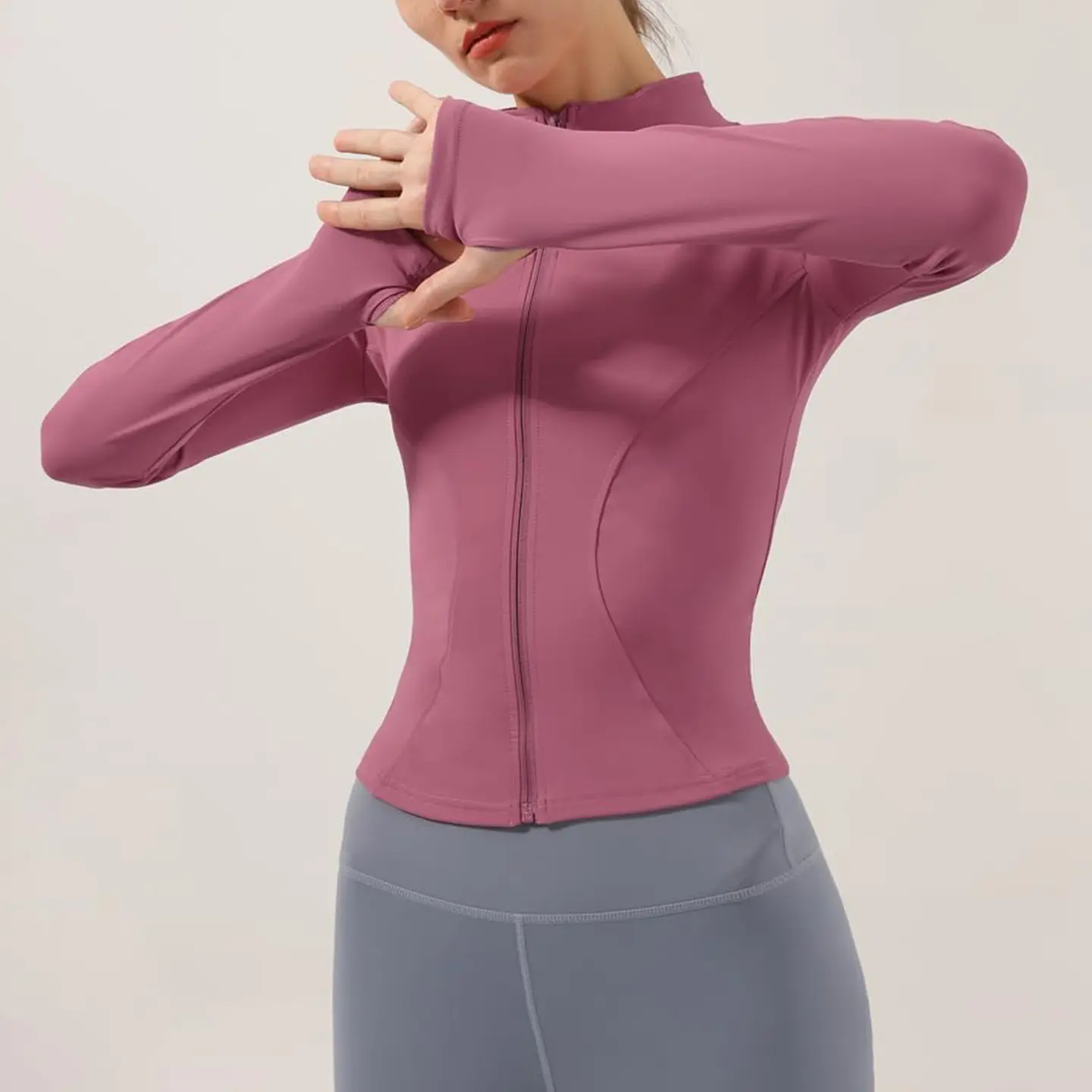 Yoga long-sleeved jacket quick-drying with zipper high-elastic tights sports workout tops yoga top