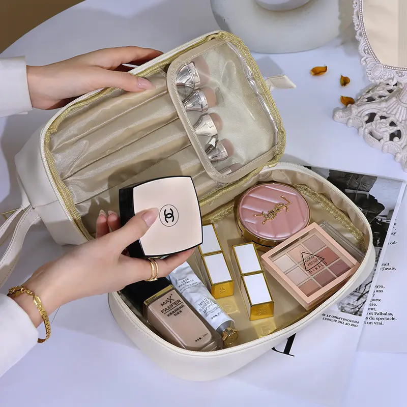 Double cloud makeup bag Large capacity high appearance level travel portable high-grade cosmetics toiletries storage bag