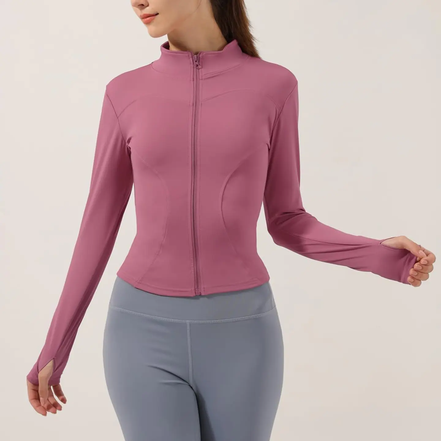 Yoga long-sleeved jacket quick-drying with zipper high-elastic tights sports workout tops yoga top