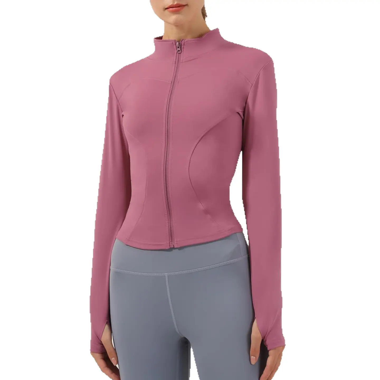 Yoga long-sleeved jacket quick-drying with zipper high-elastic tights sports workout tops yoga top
