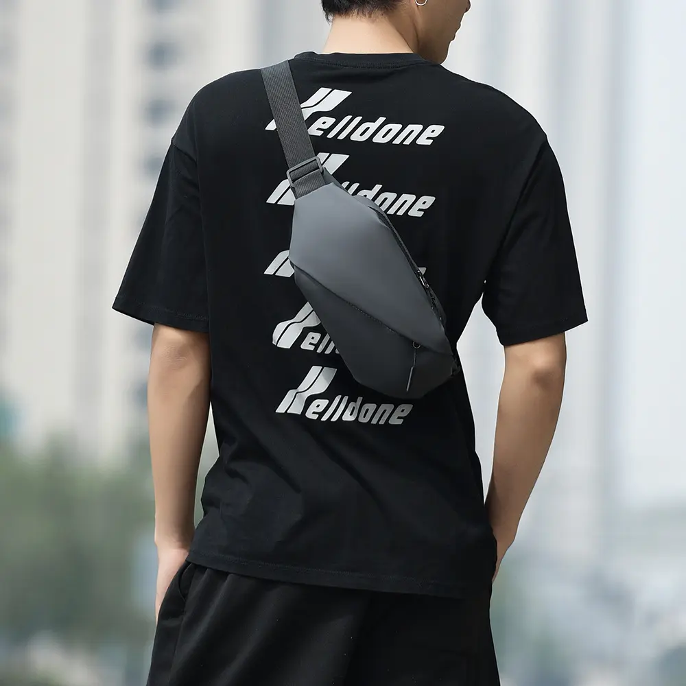 solid color fanny pack men's shoulder messenger bag shoulder bag versatile fanny pack casual portable mobile phone bag