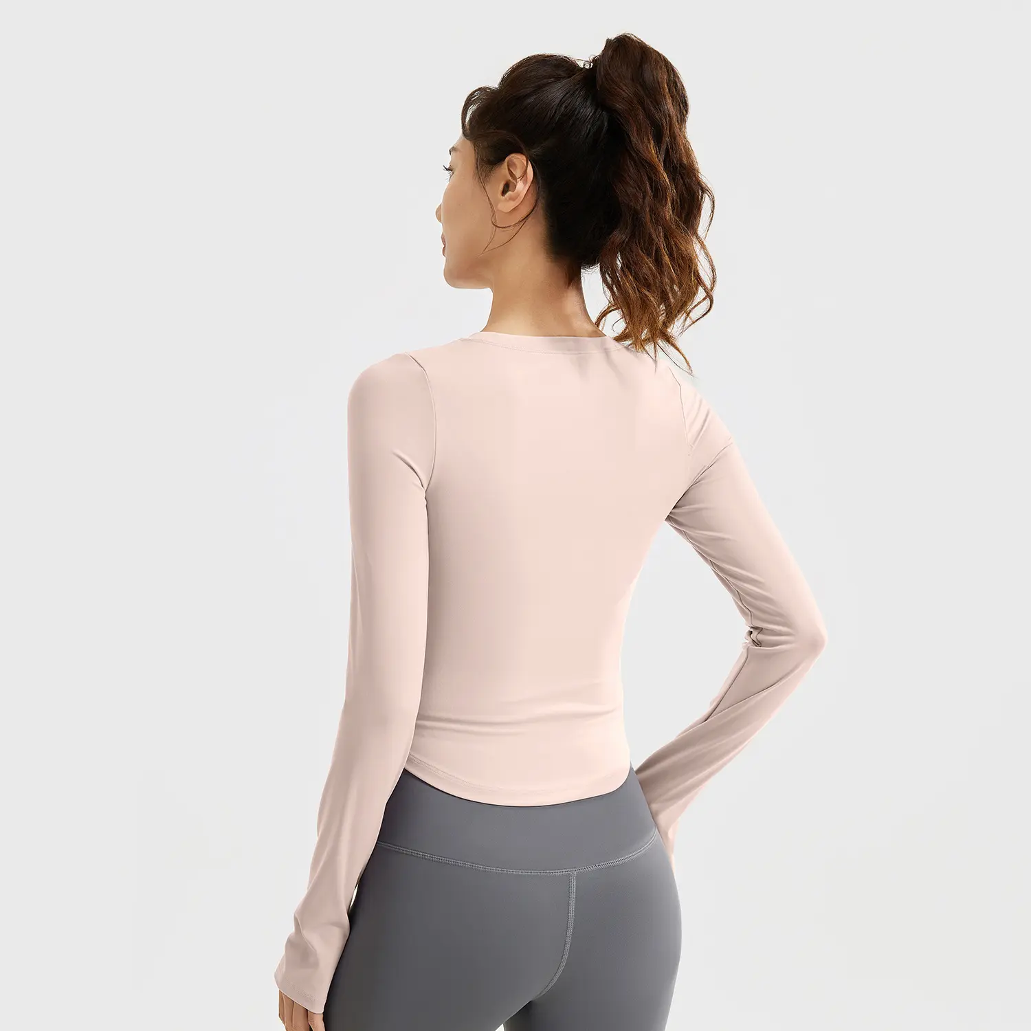 sports long-sleeved nude tight and thin running sports T-shirt bra-free yoga clothes women workout tops for women fitness homme