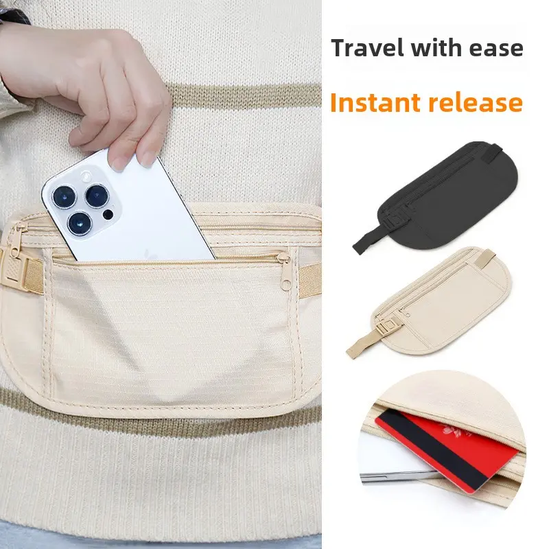 Outdoor close-fitting sports waist pack for men and women invisible running waist pack for mobile phone canvas  fanny pack