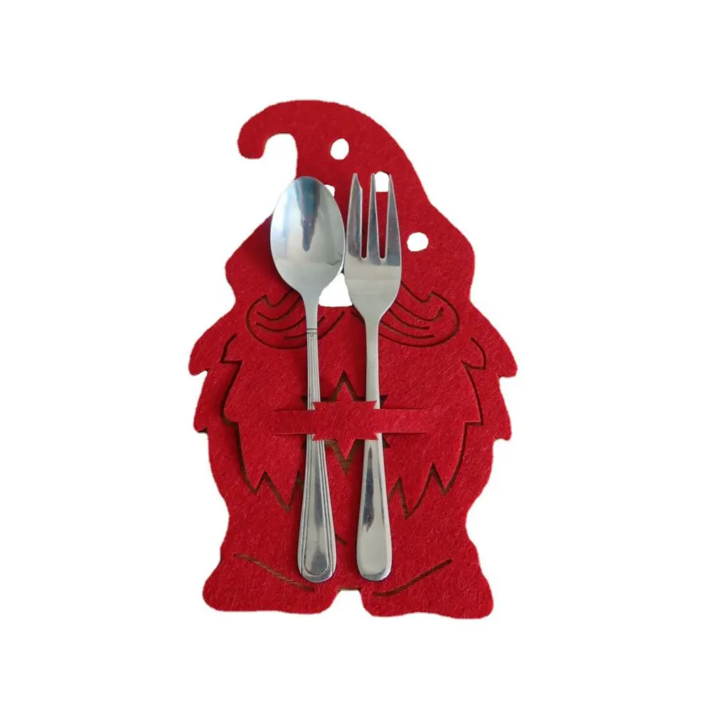 4PCS Christmas Knife Fork Holder Santa Claus Snowflake Pocket Cutlery Bag Non-woven Fabric Tableware Organizer Table Decor