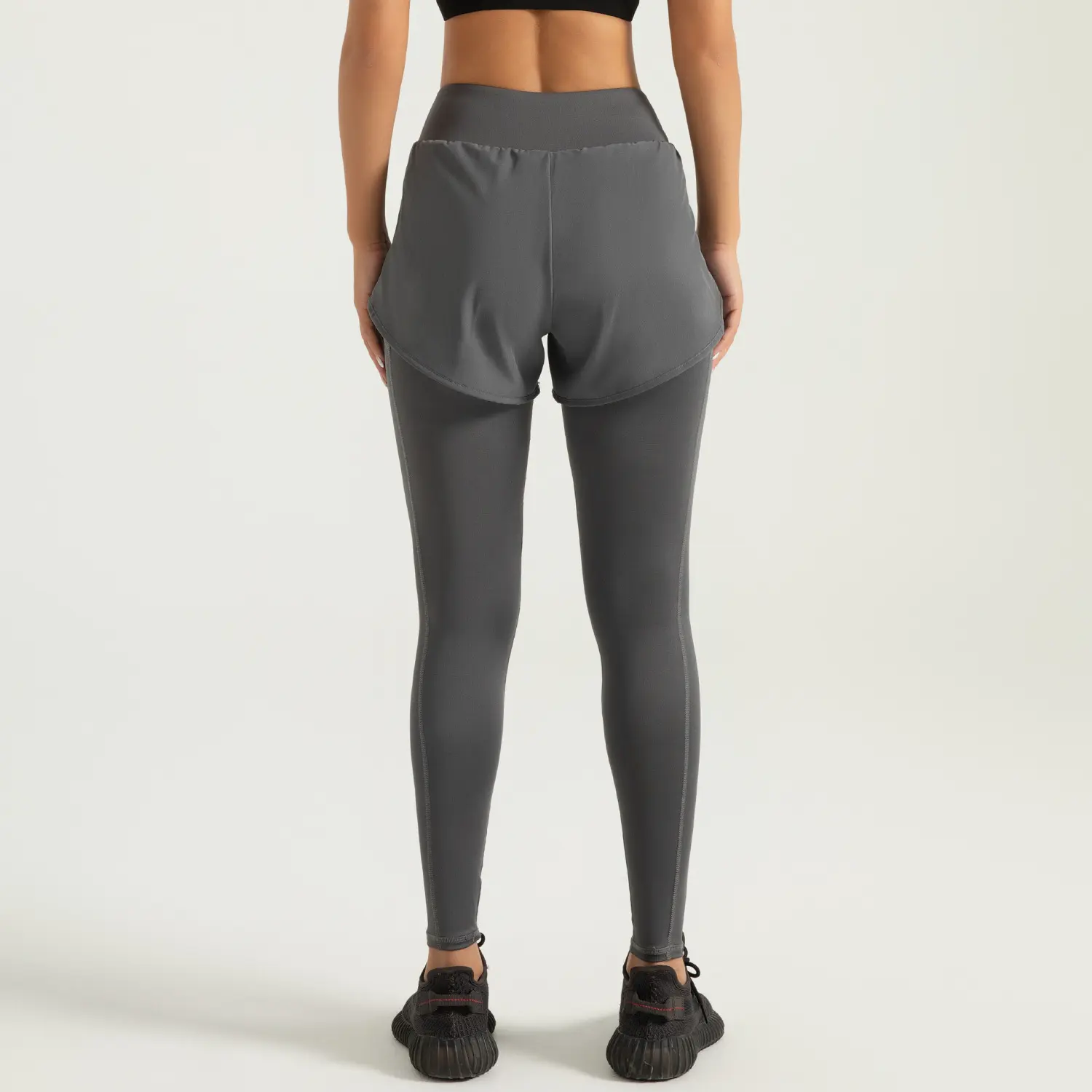 Cross-border area fake two-piece pocket yoga pants high waist hip lift running fitness leggings