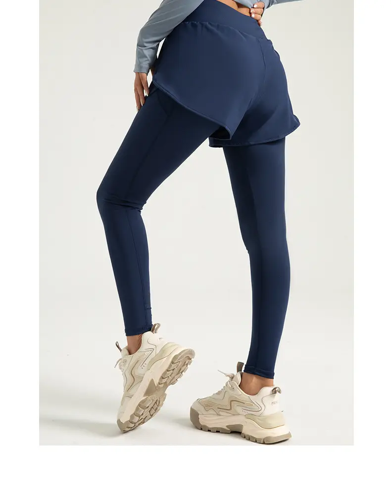 Cross-border area fake two-piece pocket yoga pants high waist hip lift running fitness leggings