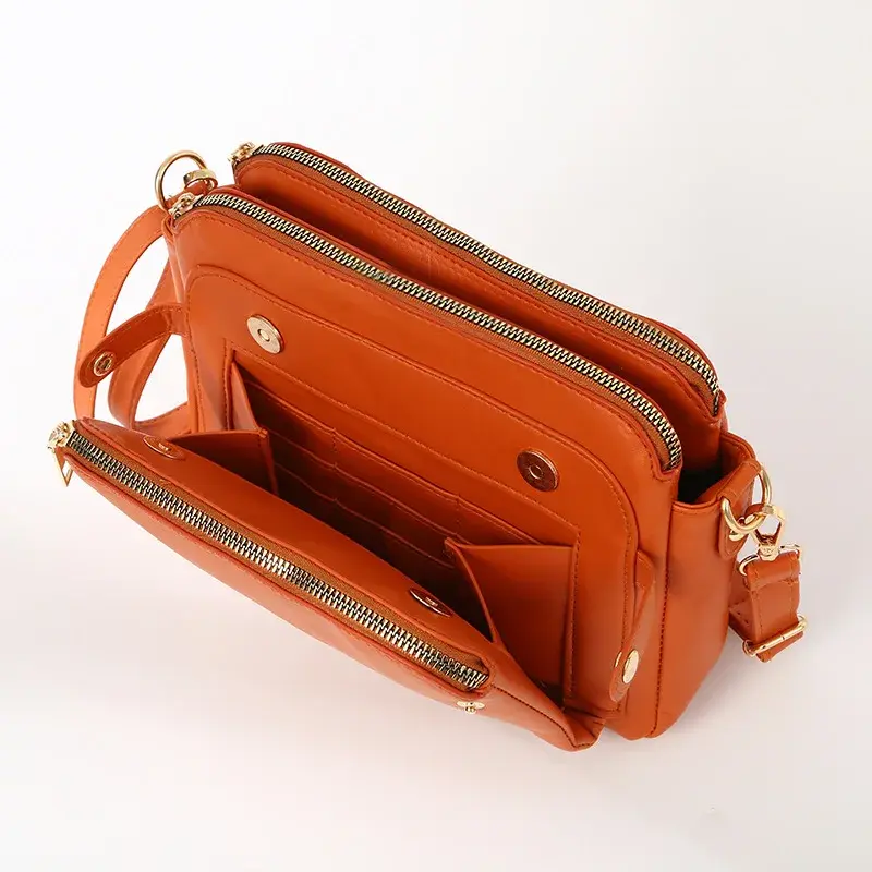 Vintage Euro-American triple leather crossbody bagThree Layer Leather handbags  bags  bags for women