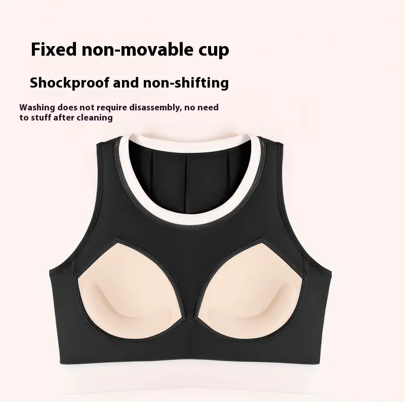Juyitang vertical pattern color matching yoga bra high strength shock-proof fixed thin sports underwear women's sports bra