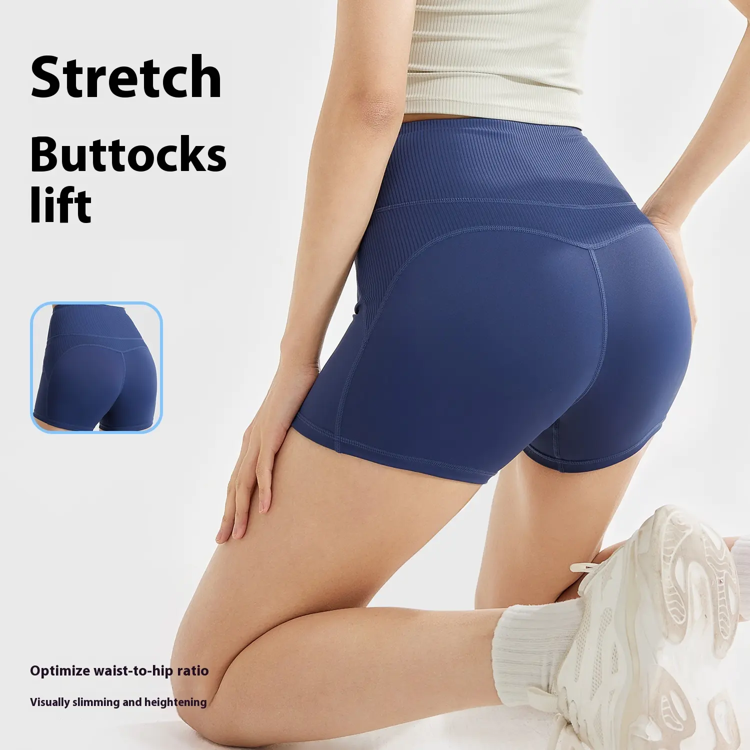 Juyitang Striped High Waist Yoga Shorts Women's Breathable Belly Traceless Hip Lift Fitness Running Sweatpants Summer