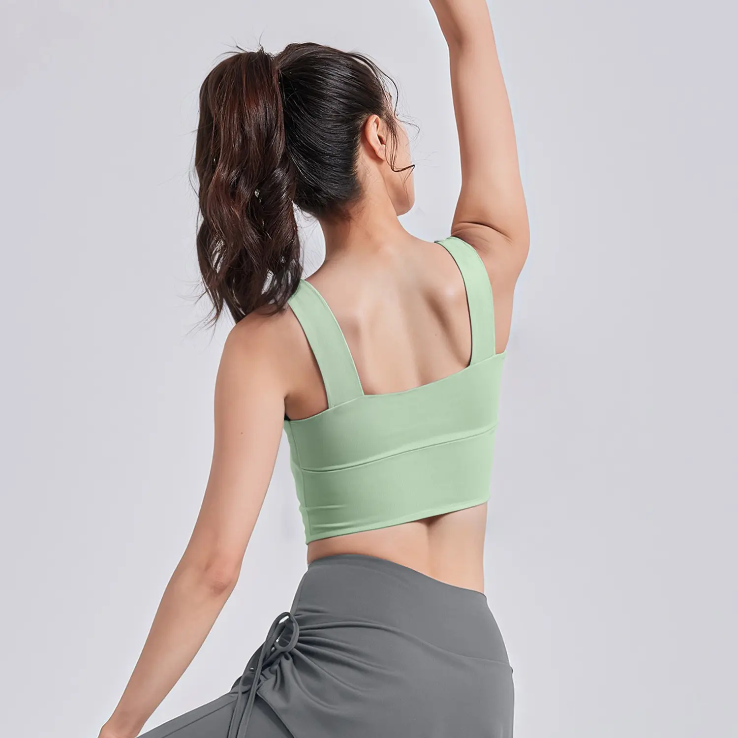 Juyitang high waist cross sports underwear women's shock-proof running gathering vest fitness yoga underwear