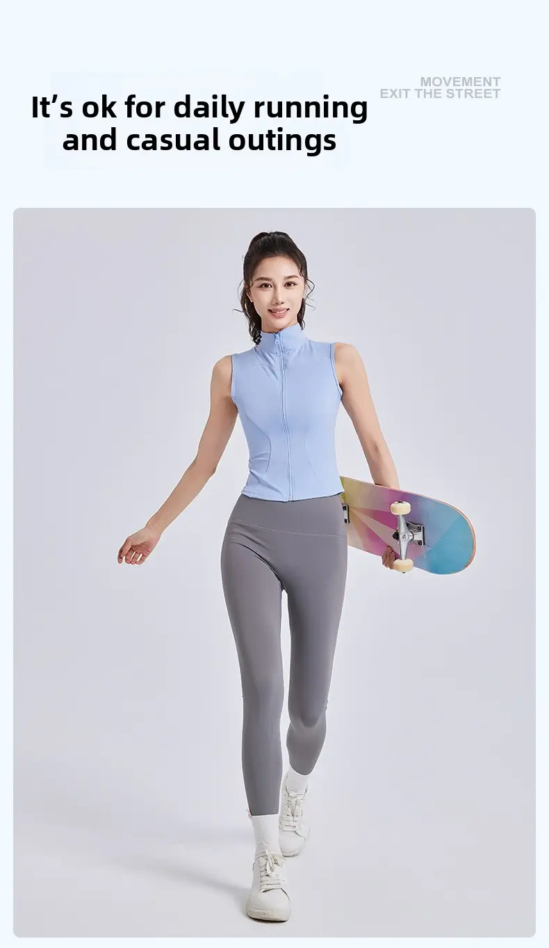 Juyitang's new sleeveless fitness jacket women's elastic tight and thin sports top