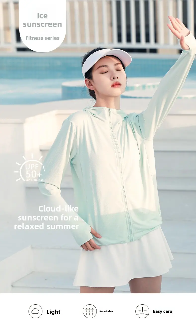 new sunscreen jacket, thin hooded sunscreen clothing, women's outdoor long-sleeved jacquard breathable sunscreen clothing