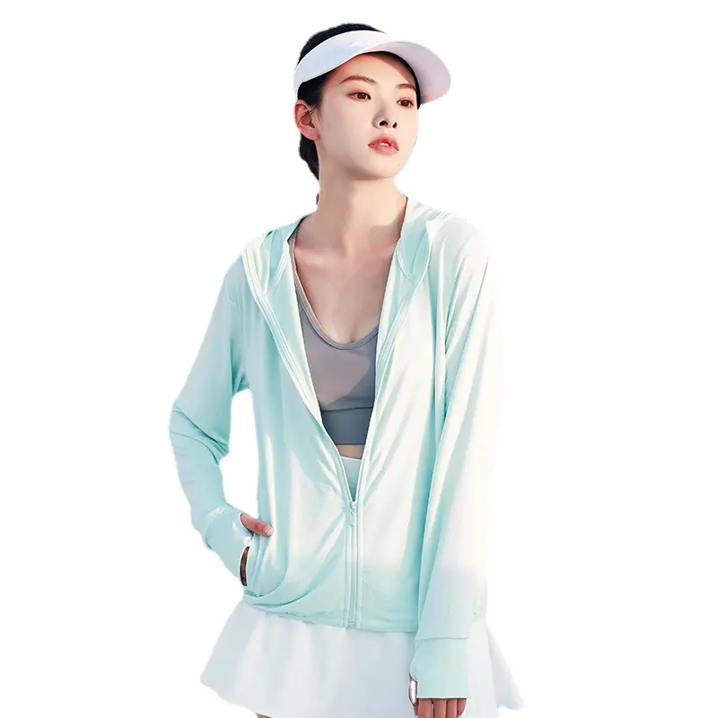 new sunscreen jacket, thin hooded sunscreen clothing, women's outdoor long-sleeved jacquard breathable sunscreen clothing