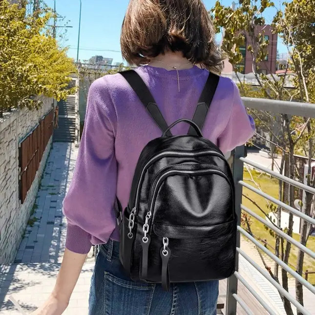 Trend Backpack Casual Versatile Fashion PU Large Capacity Backpack Women school backpack for college students