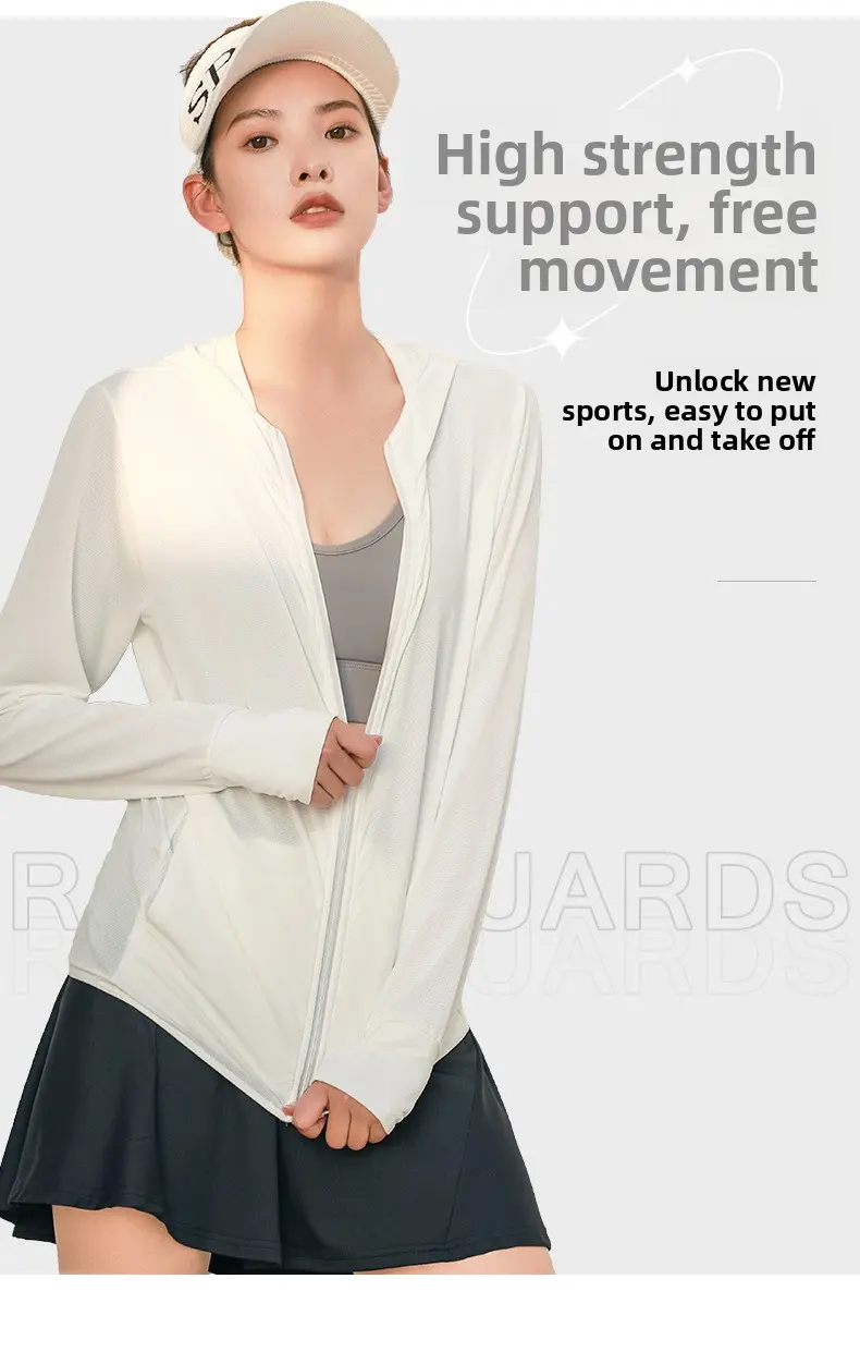 new sunscreen jacket, thin hooded sunscreen clothing, women's outdoor long-sleeved jacquard breathable sunscreen clothing
