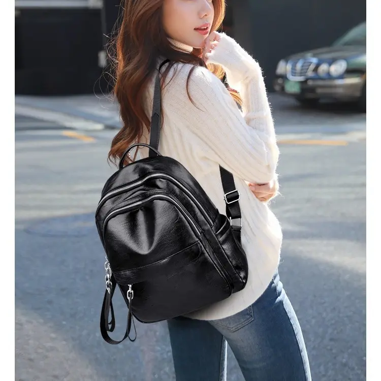 Trend Backpack Casual Versatile Fashion PU Large Capacity Backpack Women school backpack for college students