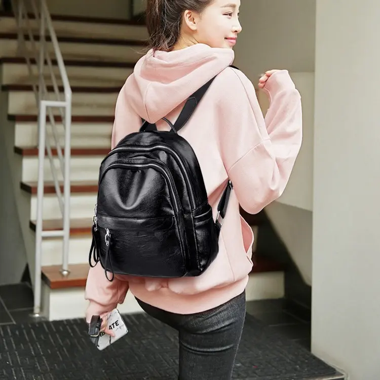 Trend Backpack Casual Versatile Fashion PU Large Capacity Backpack Women school backpack for college students