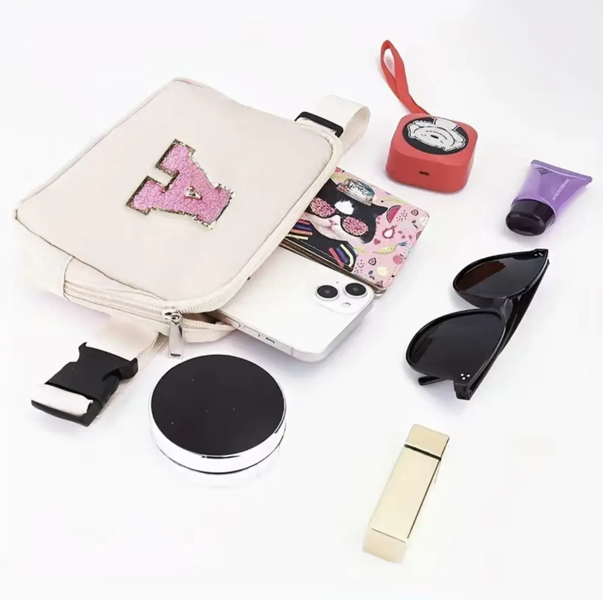 Chenille Nylon letter ladies fashion Fanny pack Running crossbody Bag with adjustable shoulder strap Sports bag fanny pack for