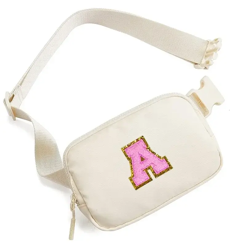 Chenille Nylon letter ladies fashion Fanny pack Running crossbody Bag with adjustable shoulder strap Sports bag fanny pack for