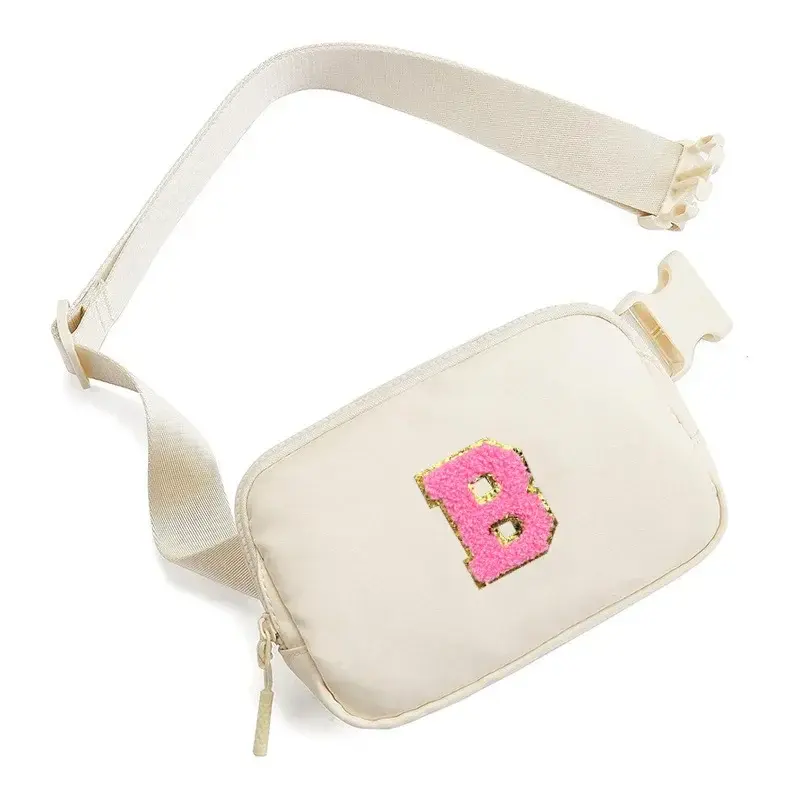 Chenille Nylon letter ladies fashion Fanny pack Running crossbody Bag with adjustable shoulder strap Sports bag fanny pack for