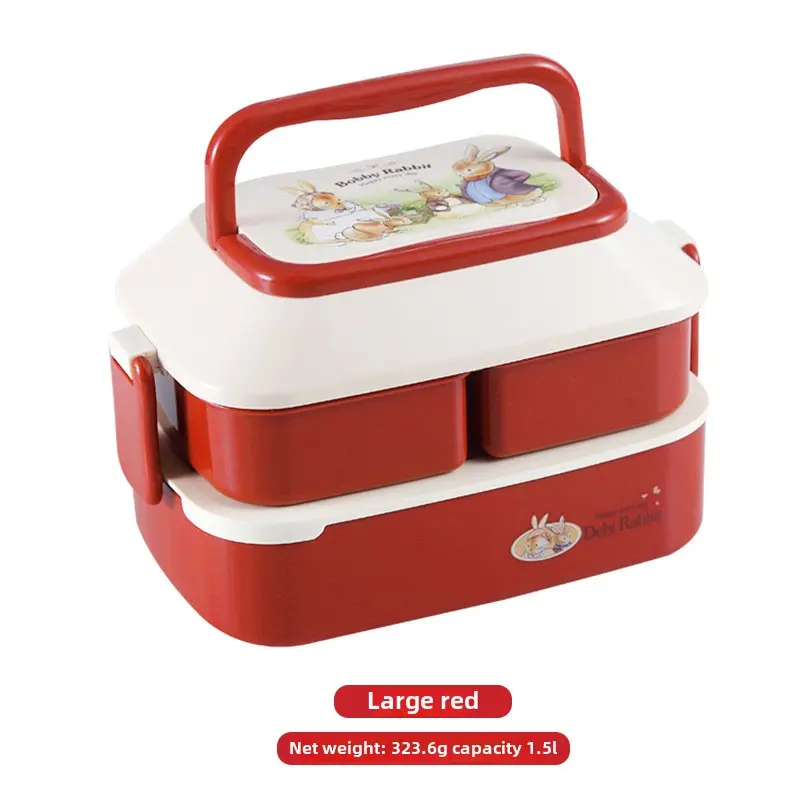 Double plastic children's lunchbox Large capacity student lunchbox Microwave adult lunchbox food storage containers